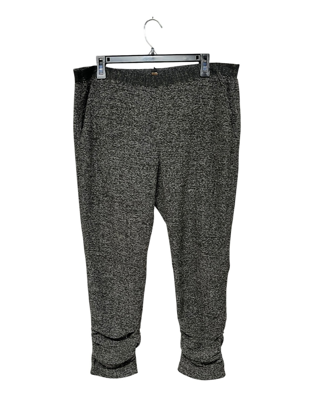 Free People | Gray‎ Gold Metallic Tweed Cropped Stretch Pull On Pants L